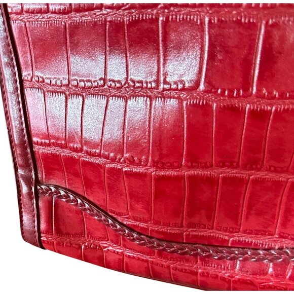 Marc Chantal Croc Embossed Leather Handbag With Heart Accent Hardware - Picture 7 of 10